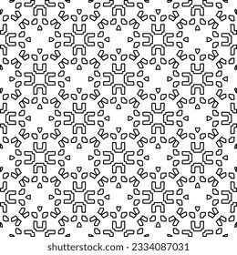Abstract background with figures from lines. black and white pattern for web page, textures, card, poster, fabric, textile. Monochrome graphic repeating design.