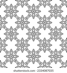 Abstract background with figures from lines. black and white pattern for web page, textures, card, poster, fabric, textile. Monochrome graphic repeating design.