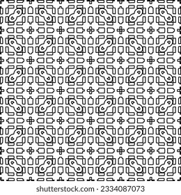 Abstract background with figures from lines. black and white pattern for web page, textures, card, poster, fabric, textile. Monochrome graphic repeating design.