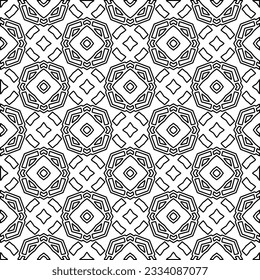Abstract background with figures from lines. black and white pattern for web page, textures, card, poster, fabric, textile. Monochrome graphic repeating design.