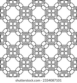 Abstract background with figures from lines. black and white pattern for web page, textures, card, poster, fabric, textile. Monochrome graphic repeating design.