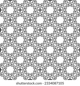 Abstract background with figures from lines. black and white pattern for web page, textures, card, poster, fabric, textile. Monochrome graphic repeating design.