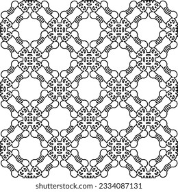 Abstract background with figures from lines. black and white pattern for web page, textures, card, poster, fabric, textile. Monochrome graphic repeating design.