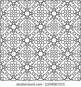 Abstract background with figures from lines. black and white pattern for web page, textures, card, poster, fabric, textile. Monochrome graphic repeating design.