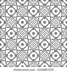 Abstract background with figures from lines. black and white pattern for web page, textures, card, poster, fabric, textile. Monochrome graphic repeating design.