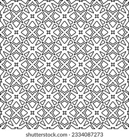 Abstract background with figures from lines. black and white pattern for web page, textures, card, poster, fabric, textile. Monochrome graphic repeating design.