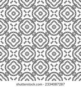 Abstract background with figures from lines. black and white pattern for web page, textures, card, poster, fabric, textile. Monochrome graphic repeating design.