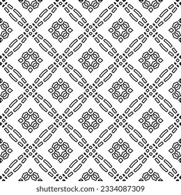 Abstract background with figures from lines. black and white pattern for web page, textures, card, poster, fabric, textile. Monochrome graphic repeating design.