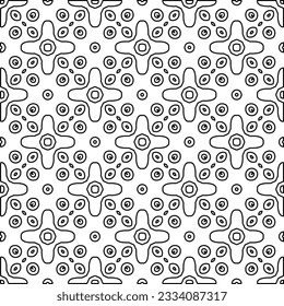 Abstract background with figures from lines. black and white pattern for web page, textures, card, poster, fabric, textile. Monochrome graphic repeating design.