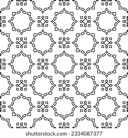 Abstract background with figures from lines. black and white pattern for web page, textures, card, poster, fabric, textile. Monochrome graphic repeating design.