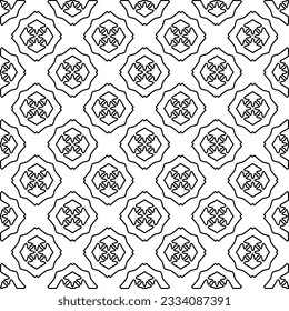 Abstrakter Hintergrund mit Figuren aus Linien. schwarz-weißes Muster für Webseiten, Texturen, Karten, Poster, Stoff, Textilien. Monochrome grafische Wiederholungsdesign.