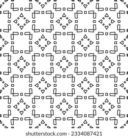 Abstrakter Hintergrund mit Figuren aus Linien. schwarz-weißes Muster für Webseiten, Texturen, Karten, Poster, Stoff, Textilien. Monochrome grafische Wiederholungsdesign.