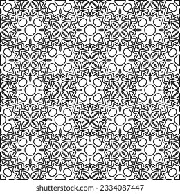 Abstract background with figures from lines. black and white pattern for web page, textures, card, poster, fabric, textile. Monochrome graphic repeating design.