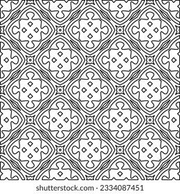 Abstract background with figures from lines. black and white pattern for web page, textures, card, poster, fabric, textile. Monochrome graphic repeating design.