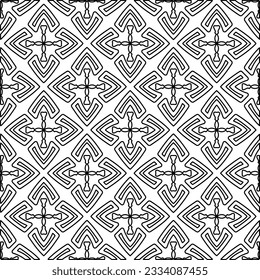Abstract background with figures from lines. black and white pattern for web page, textures, card, poster, fabric, textile. Monochrome graphic repeating design.