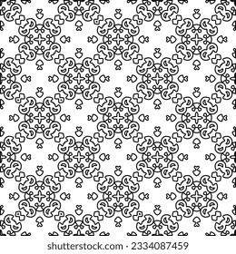 Abstract background with figures from lines. black and white pattern for web page, textures, card, poster, fabric, textile. Monochrome graphic repeating design.