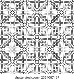 Abstract background with figures from lines. black and white pattern for web page, textures, card, poster, fabric, textile. Monochrome graphic repeating design.