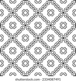 Abstract background with figures from lines. black and white pattern for web page, textures, card, poster, fabric, textile. Monochrome graphic repeating design.