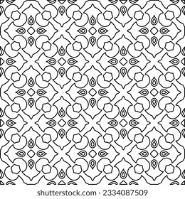 Abstract background with figures from lines. black and white pattern for web page, textures, card, poster, fabric, textile. Monochrome graphic repeating design.