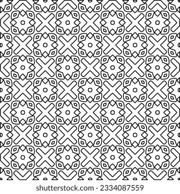 Abstract background with figures from lines. black and white pattern for web page, textures, card, poster, fabric, textile. Monochrome graphic repeating design.