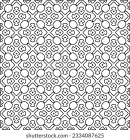 Abstract background with figures from lines. black and white pattern for web page, textures, card, poster, fabric, textile. Monochrome graphic repeating design.