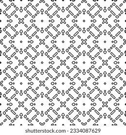 Abstract background with figures from lines. black and white pattern for web page, textures, card, poster, fabric, textile. Monochrome graphic repeating design.