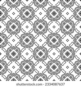 Abstract background with figures from lines. black and white pattern for web page, textures, card, poster, fabric, textile. Monochrome graphic repeating design.