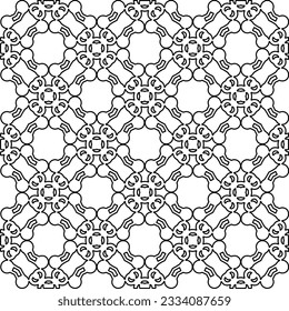 Abstract background with figures from lines. black and white pattern for web page, textures, card, poster, fabric, textile. Monochrome graphic repeating design.