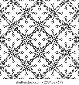Abstrakter Hintergrund mit Figuren aus Linien. schwarz-weißes Muster für Webseiten, Texturen, Karten, Poster, Stoff, Textilien. Monochrome grafische Wiederholungsdesign.