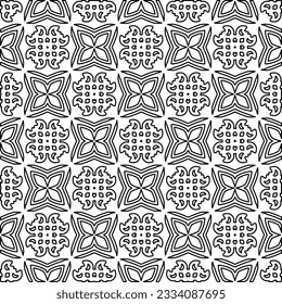 Abstrakter Hintergrund mit Figuren aus Linien. schwarz-weißes Muster für Webseiten, Texturen, Karten, Poster, Stoff, Textilien. Monochrome grafische Wiederholungsdesign.