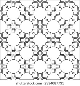 Abstract background with figures from lines. black and white pattern for web page, textures, card, poster, fabric, textile. Monochrome graphic repeating design.