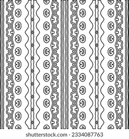 Abstract background with figures from lines. black and white pattern for web page, textures, card, poster, fabric, textile. Monochrome graphic repeating design.