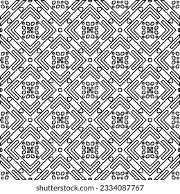 Abstract background with figures from lines. black and white pattern for web page, textures, card, poster, fabric, textile. Monochrome graphic repeating design.