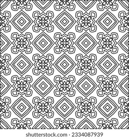 Abstract background with figures from lines. black and white pattern for web page, textures, card, poster, fabric, textile. Monochrome graphic repeating design.