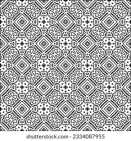 Abstract background with figures from lines. black and white pattern for web page, textures, card, poster, fabric, textile. Monochrome graphic repeating design.