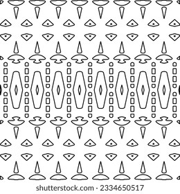 Abstract background with figures from lines. black and white pattern for web page, textures, card, poster, fabric, textile. Monochrome graphic repeating design.