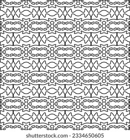 Abstract background with figures from lines. black and white pattern for web page, textures, card, poster, fabric, textile. Monochrome graphic repeating design.