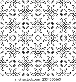Abstract background with figures from lines. black and white pattern for web page, textures, card, poster, fabric, textile. Monochrome graphic repeating design.
