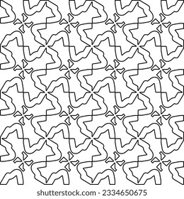 Abstract background with figures from lines. black and white pattern for web page, textures, card, poster, fabric, textile. Monochrome graphic repeating design.