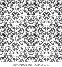 Abstract background with figures from lines. black and white pattern for web page, textures, card, poster, fabric, textile. Monochrome graphic repeating design.