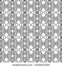 Abstract background with figures from lines. black and white pattern for web page, textures, card, poster, fabric, textile. Monochrome graphic repeating design.