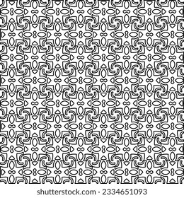 Abstract background with figures from lines. black and white pattern for web page, textures, card, poster, fabric, textile. Monochrome graphic repeating design.