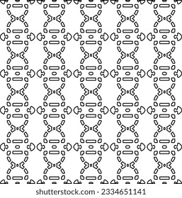 Abstract background with figures from lines. black and white pattern for web page, textures, card, poster, fabric, textile. Monochrome graphic repeating design.