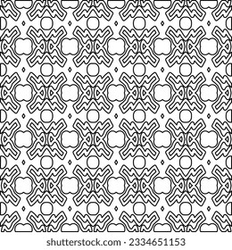 Abstract background with figures from lines. black and white pattern for web page, textures, card, poster, fabric, textile. Monochrome graphic repeating design.
