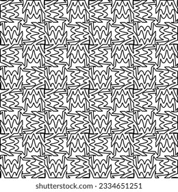 Abstract background with figures from lines. black and white pattern for web page, textures, card, poster, fabric, textile. Monochrome graphic repeating design.