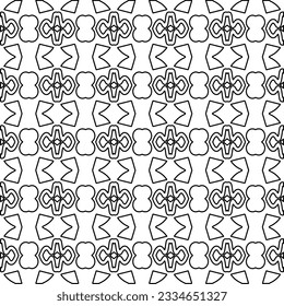 Abstract background with figures from lines. black and white pattern for web page, textures, card, poster, fabric, textile. Monochrome graphic repeating design.