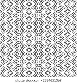Abstract background with figures from lines. black and white pattern for web page, textures, card, poster, fabric, textile. Monochrome graphic repeating design.