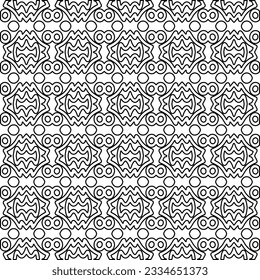 Abstract background with figures from lines. black and white pattern for web page, textures, card, poster, fabric, textile. Monochrome graphic repeating design.