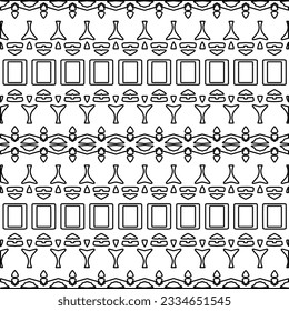 Abstract background with figures from lines. black and white pattern for web page, textures, card, poster, fabric, textile. Monochrome graphic repeating design.