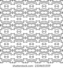 Abstrakter Hintergrund mit Figuren aus Linien. schwarz-weißes Muster für Webseiten, Texturen, Karten, Poster, Stoff, Textilien. Monochrome grafische Wiederholungsdesign.